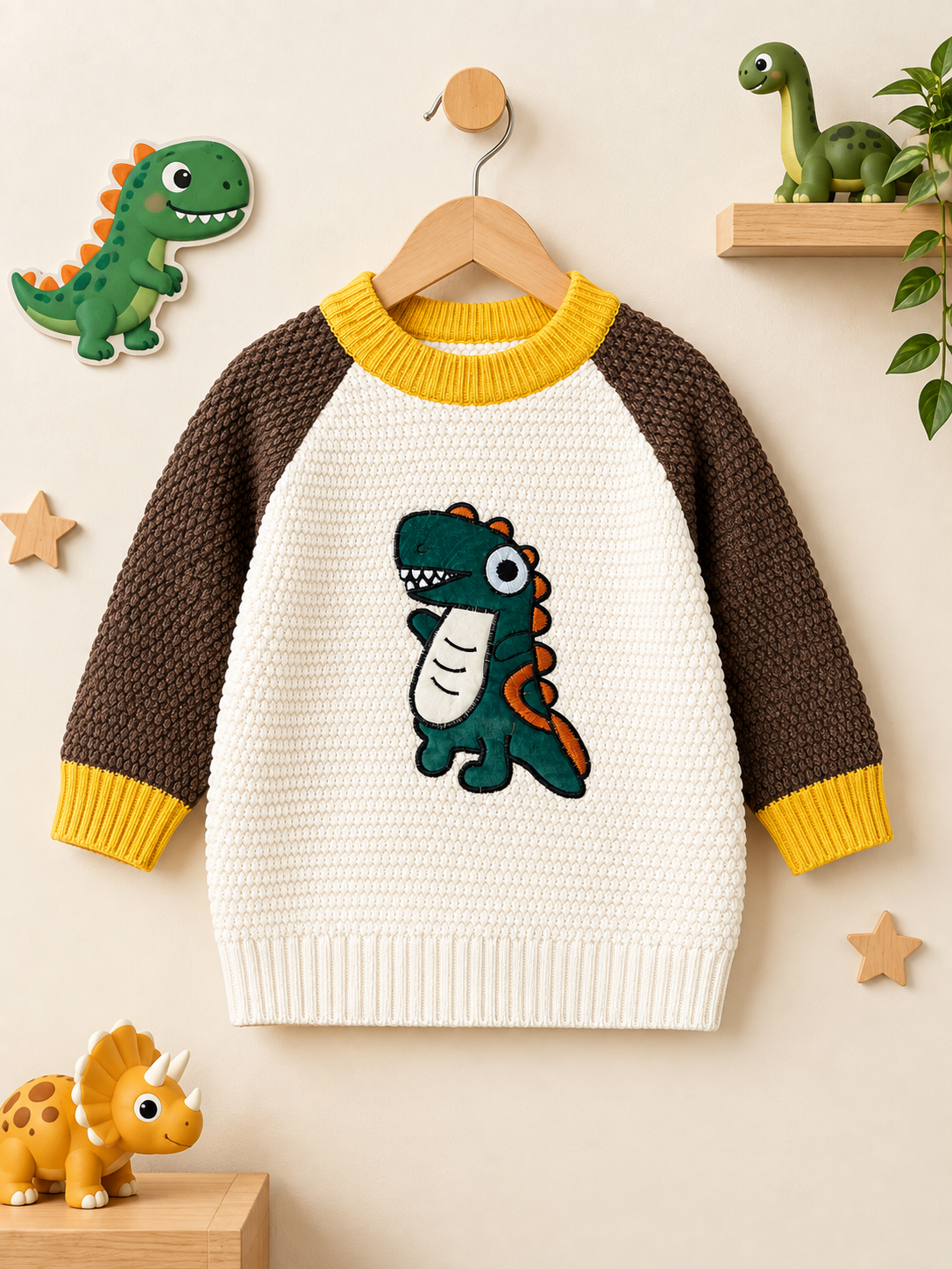 Kids Dinosaur Embroidered Sweater