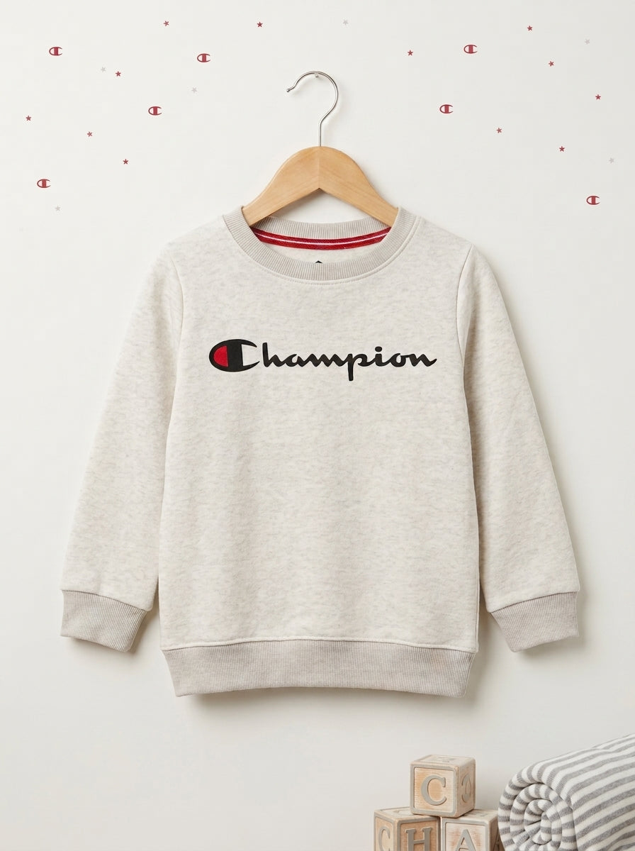 Boys Beige Champion Sweatshirt – Premium terry Cotton Crewneck