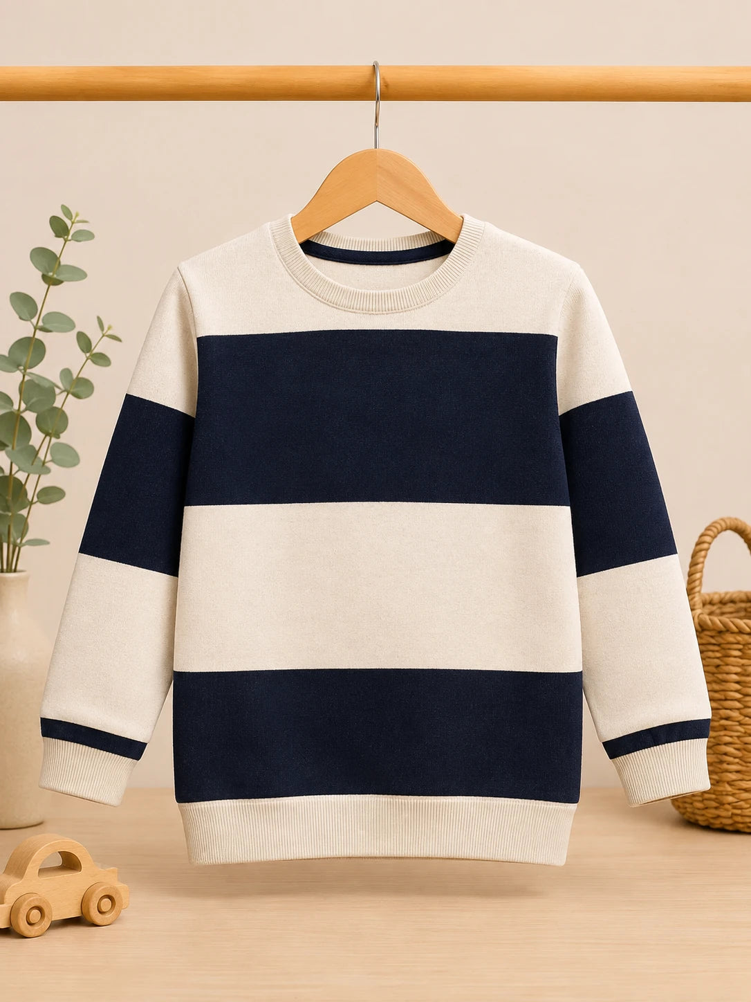 Kids Navy & Cream Striped Sweatshirt for Kids