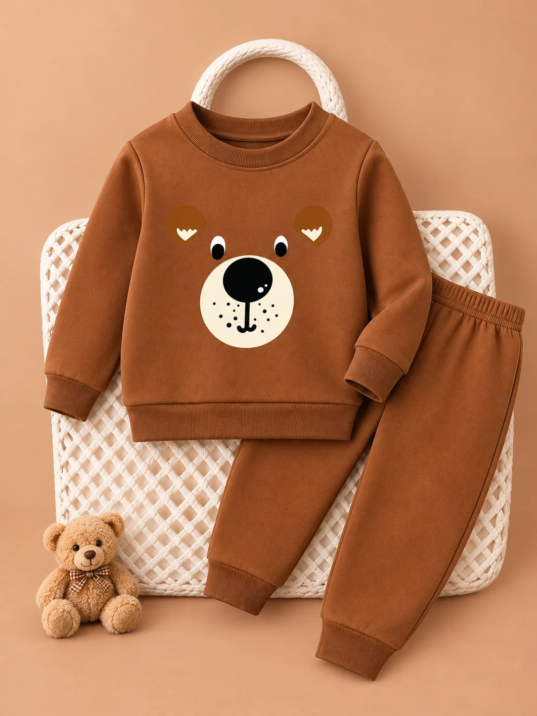 Brown Bear Printed Kids Tracksuit – Boys & Girls | Sara’s Lounge