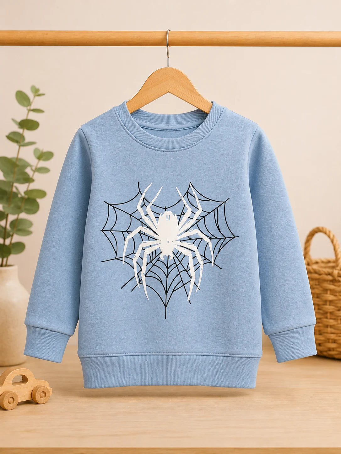 Boys’ Light Blue Spider Print Sweatshirt