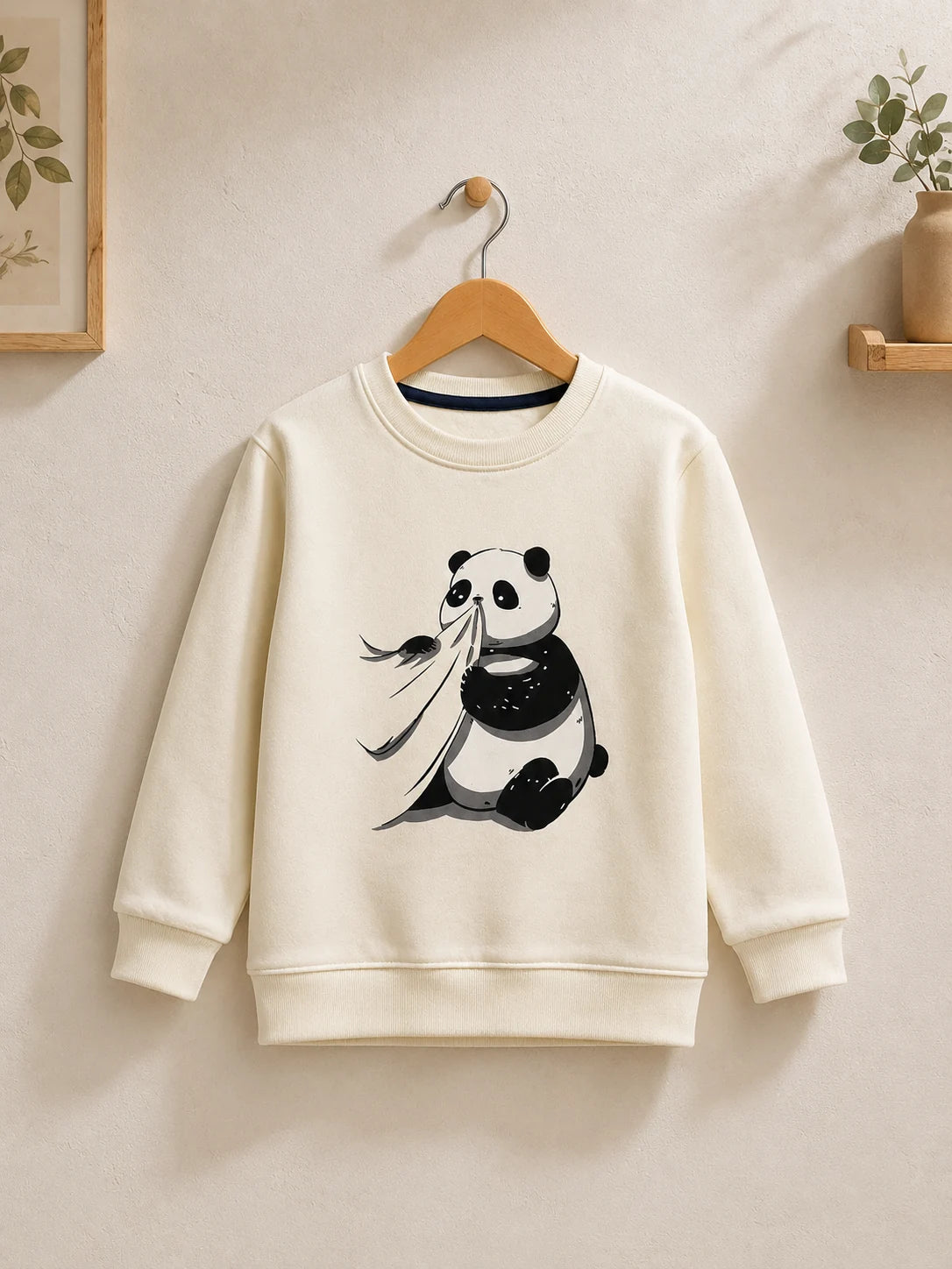 Kids’ Cream Panda Printed Sweatshirt