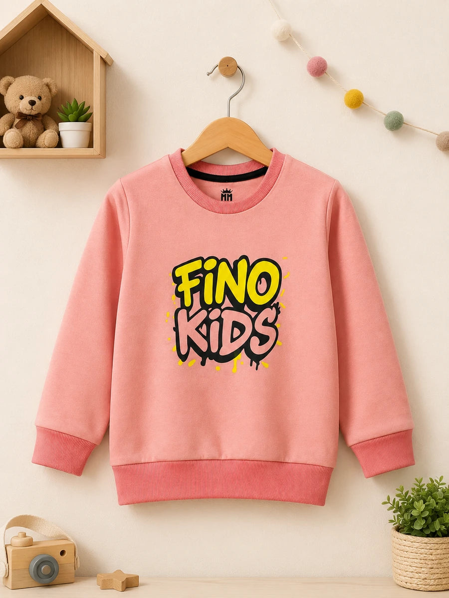 Girls Pink Fino Kids Sweatshirt | Full Sleeve Kids Sweatshirt
