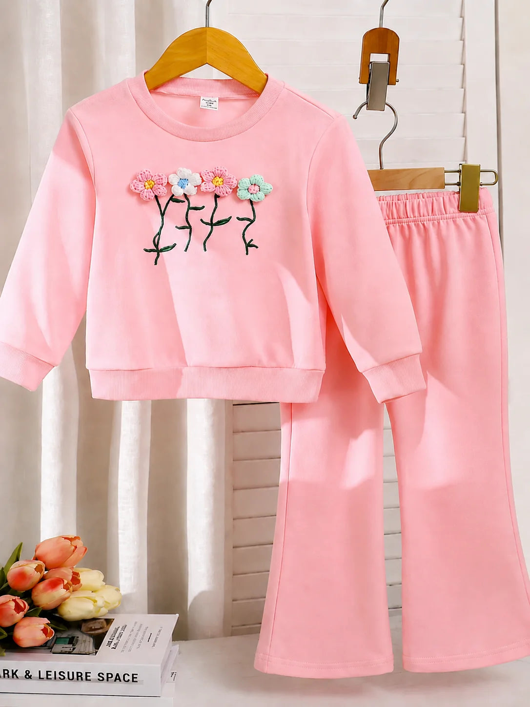 Girls’ Pink Floral Puff Print Co-Ord Set Girls | Sara’s Lounge