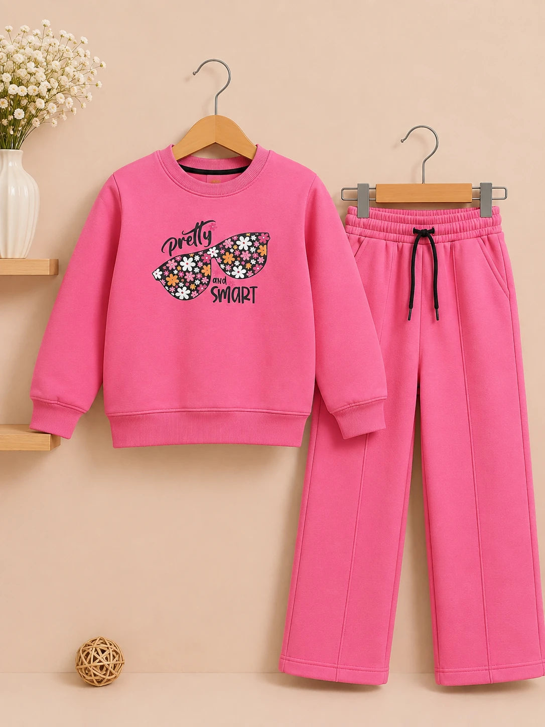Girls Pink 2-Piece Tracksuit Set