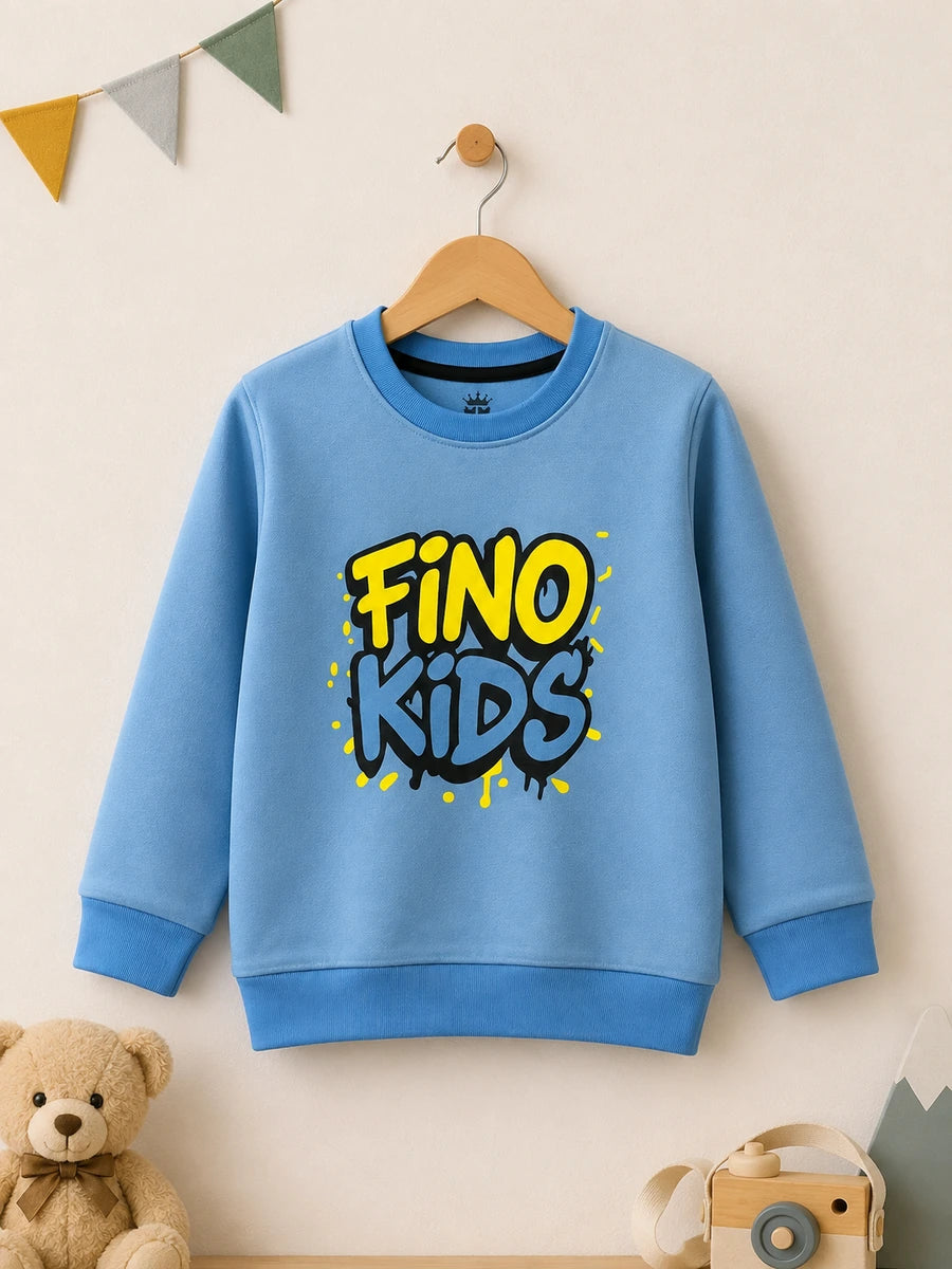 Boys Blue Fino Kids Sweatshirt | Full Sleeve Kids Winter Sweatshirt