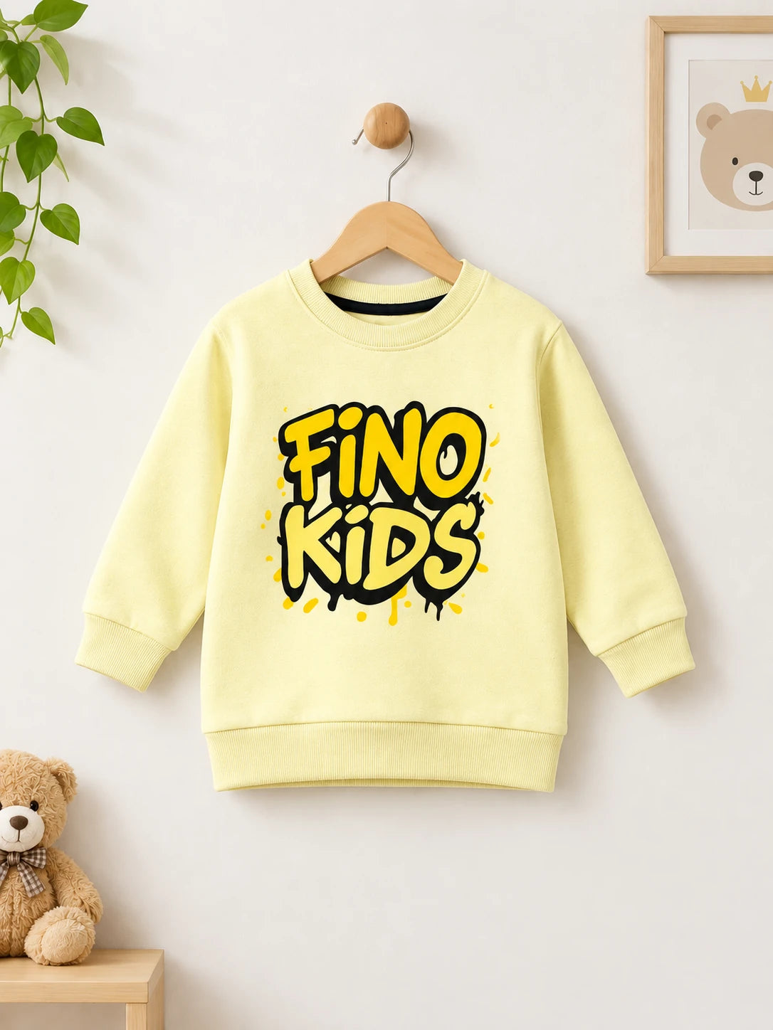 Kids Yellow Fino Graphic Sweatshirt | Full Sleeve Winter Sweatshirt