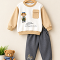 Boys Cream & Beige Sweatshirt with Jogger Set